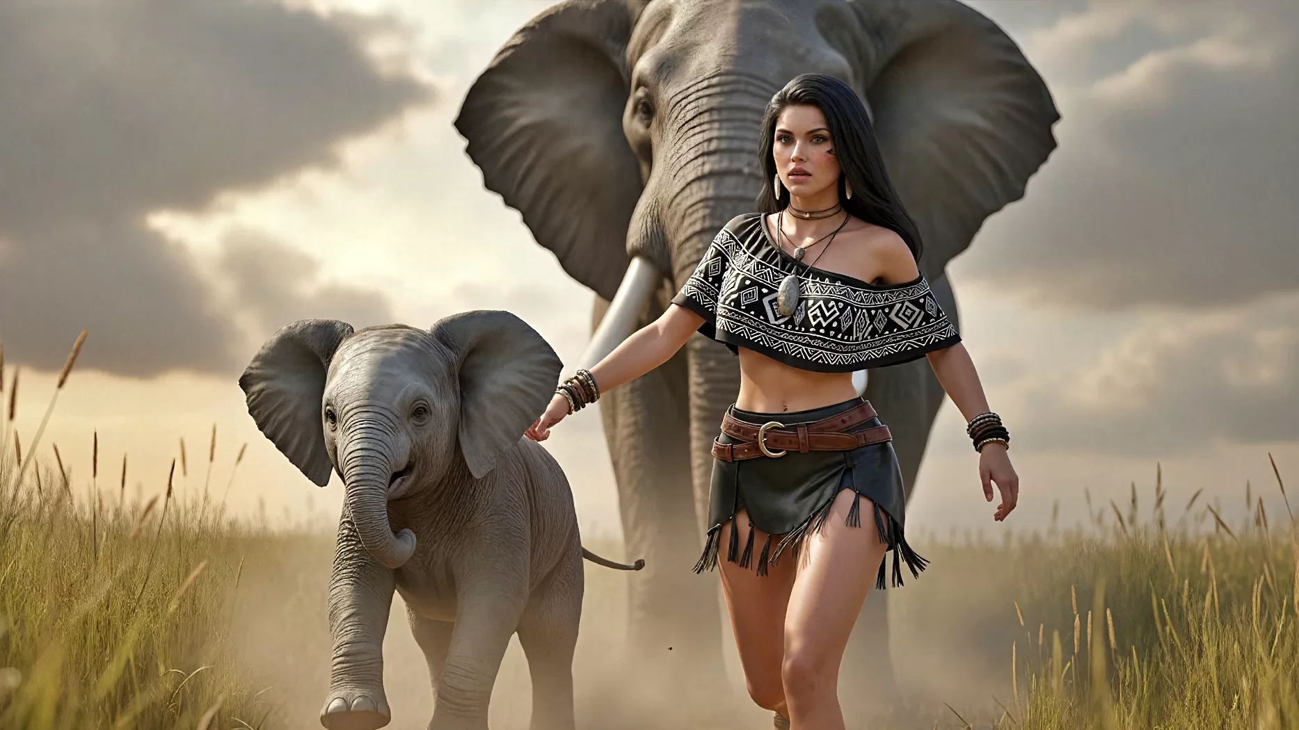 Life Million Years Ago – Woman Steals Baby Elephant